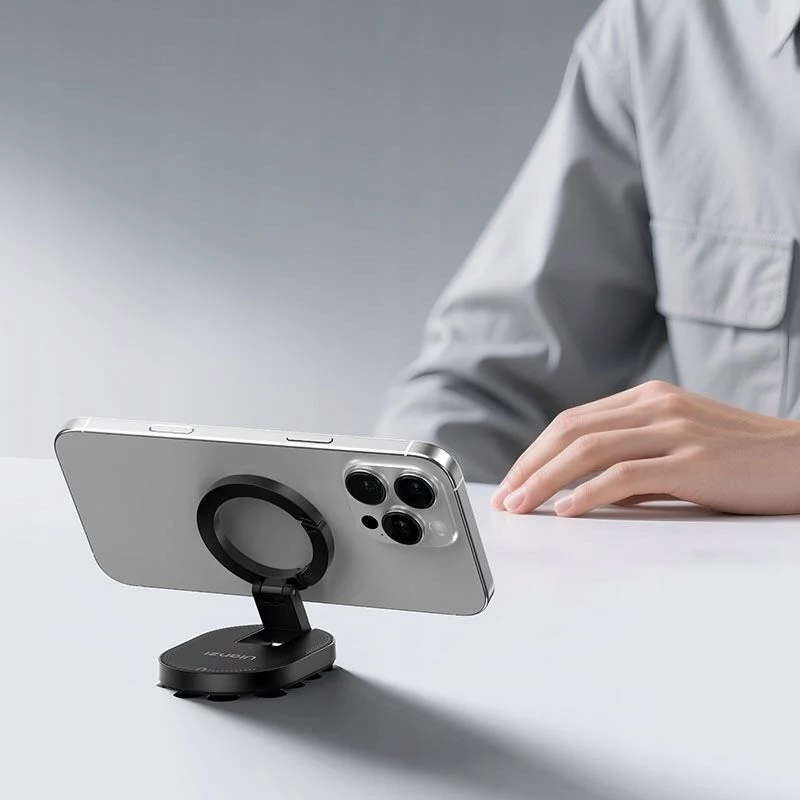 Ulanzi MA39 soporte magnético para móvil con ventosa para salpicadero, parabrisas, escritorio - compatible con MagSafe, giro 360°, negro
