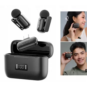 ULANZI A200 mini mic set de micrófono lavalier inalámbrico - 2 transmisores, USB-C, alcance 100m, negro