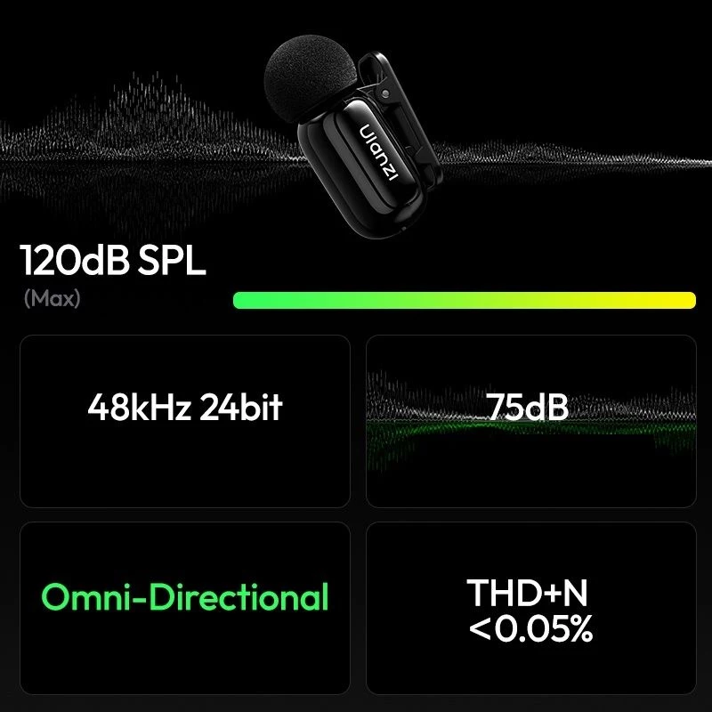 ULANZI A200 mini mic set de micrófono lavalier inalámbrico - 2 transmisores, USB-C, alcance 100m, negro