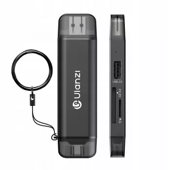 ULANZI CR3 lector de tarjetas SD/MicroSD/USB 3 en 1 con conectores USB-C y USB-A