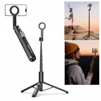 ULANZI SK27 Selfie Stick Trípode 2 en 1 con soporte magnético MagSafe, 165 cm de extensión, disparador remoto Bluetooth, Negro