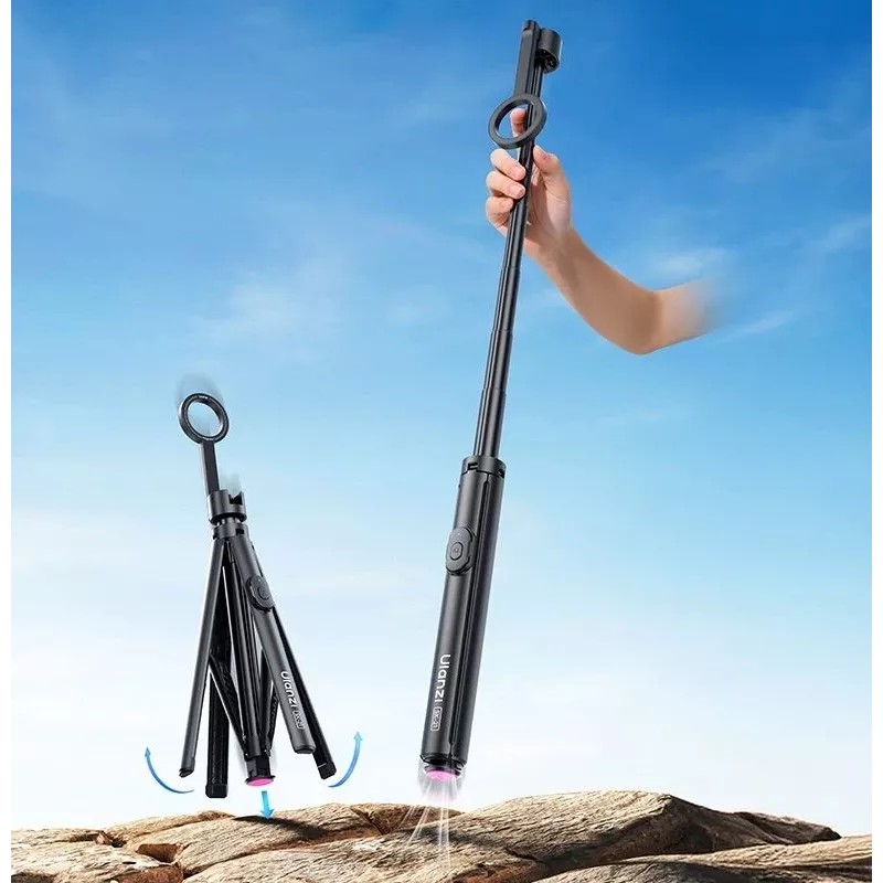 ULANZI SK-21 Trípode y Selfie Stick 2 en 1 de apertura automática 180 cm con soporte magnético MagSafe para móvil y disparador remoto Bluetooth