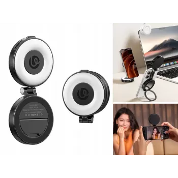 ULANZI LM23 Luz LED de vídeo con espejo y soporte MagSafe, 6W Bi-Color 2500K-9000K, batería 2000mAh, USB-C, Negro