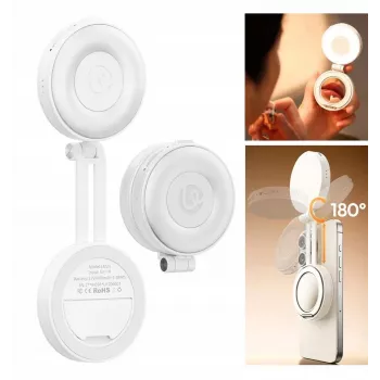 ULANZI LM23 Luz LED de vídeo con espejo, MagSafe, 2700K-6500K, 5 niveles de brillo, 750mAh, USB-C, Blanco