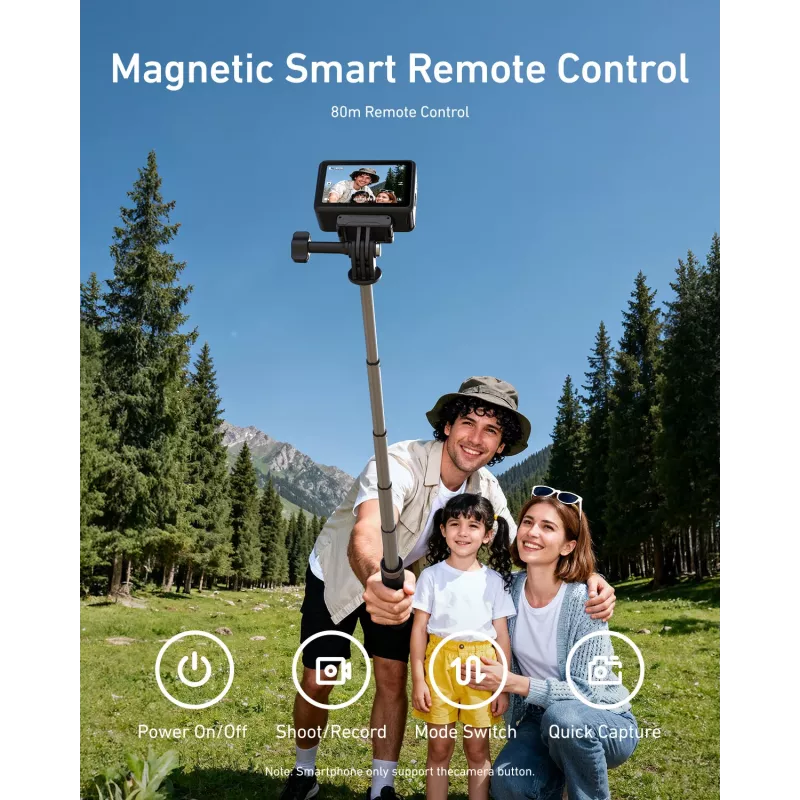 TELESIN Palo selfie trípode con mando a distancia Bluetooth 80m para GoPro Hero 13 12 11 10 9 Max Max2