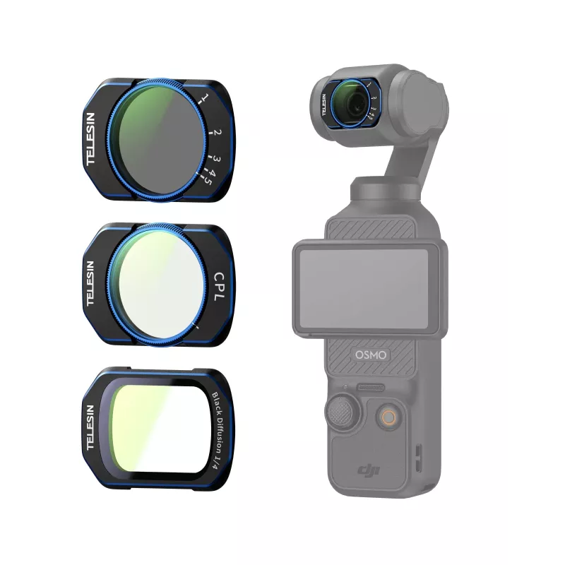 Telesin S5-FLT-44-TDJ Set de filtros CPL / VND / Black Mist 1/4 para DJI Osmo Pocket 4/3