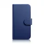 iCarer Wallet Case 2en1 para iPhone 14 Plus - funda tipo cartera de piel auténtica con bloqueo RFID, ranuras para tarjetas, soporte - azul