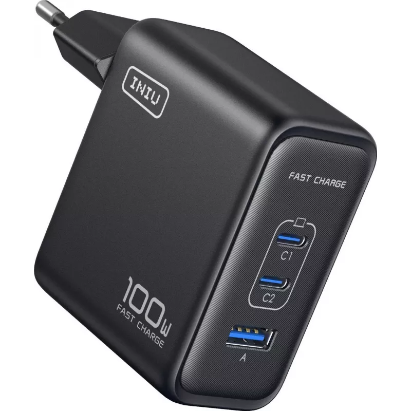 INIU Leopard Charger 100W GaN USB-C enchufe EU negro