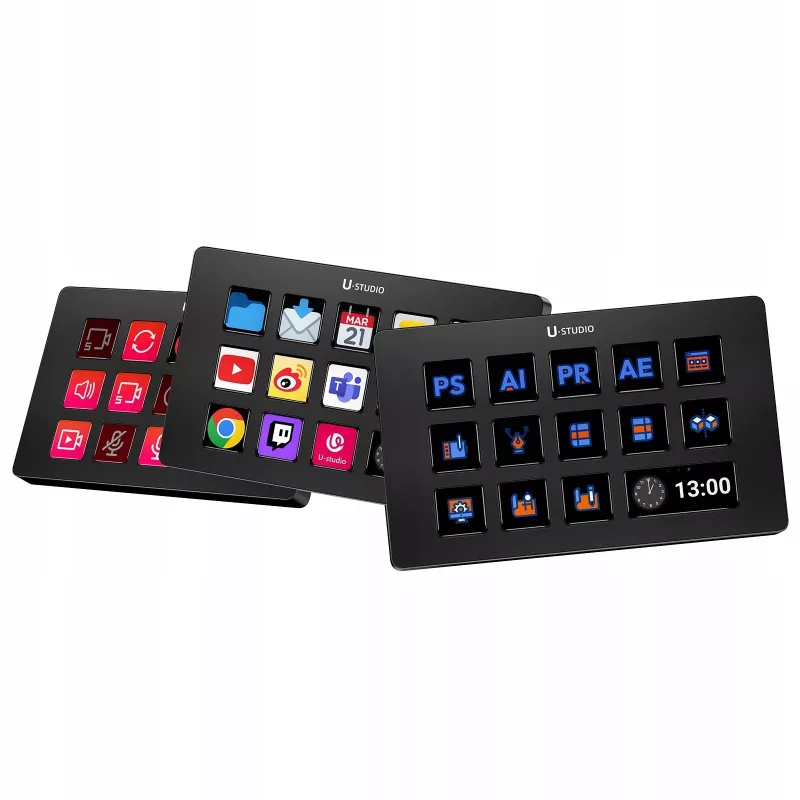 Ulanzi Stream Deck D200 Consola - 15 teclas programables, 3 diales, retroiluminación RGB, USB-C, interruptores mecánicos hot-swappable
