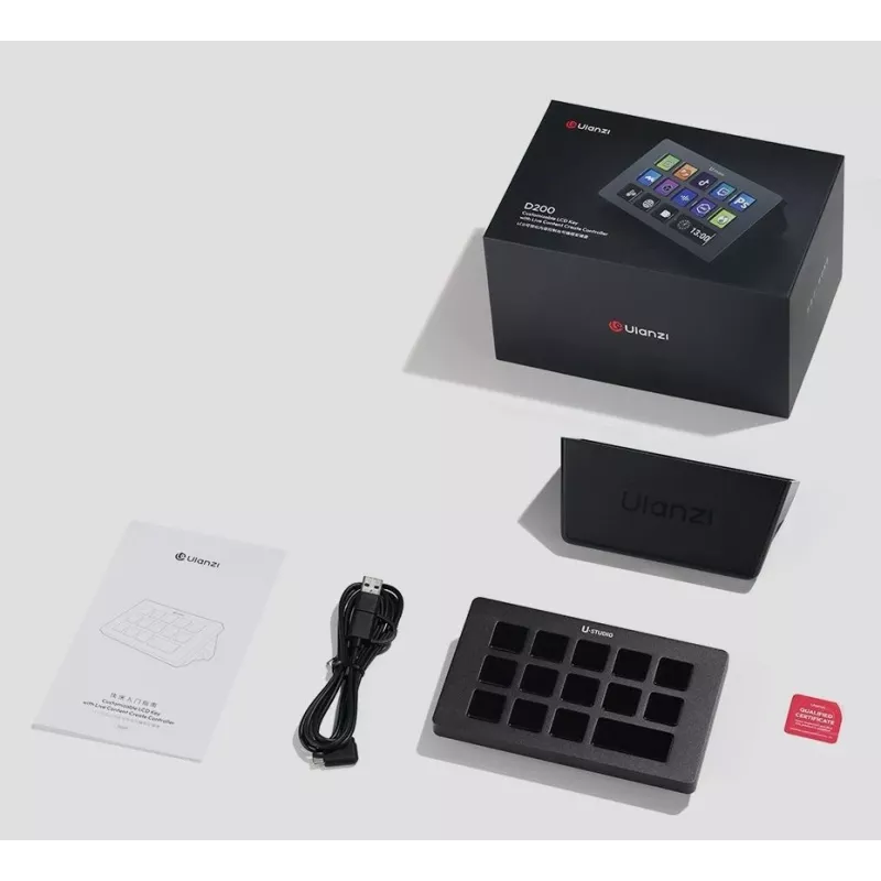 Ulanzi Stream Deck D200 Consola - 15 teclas programables, 3 diales, retroiluminación RGB, USB-C, interruptores mecánicos hot-swappable