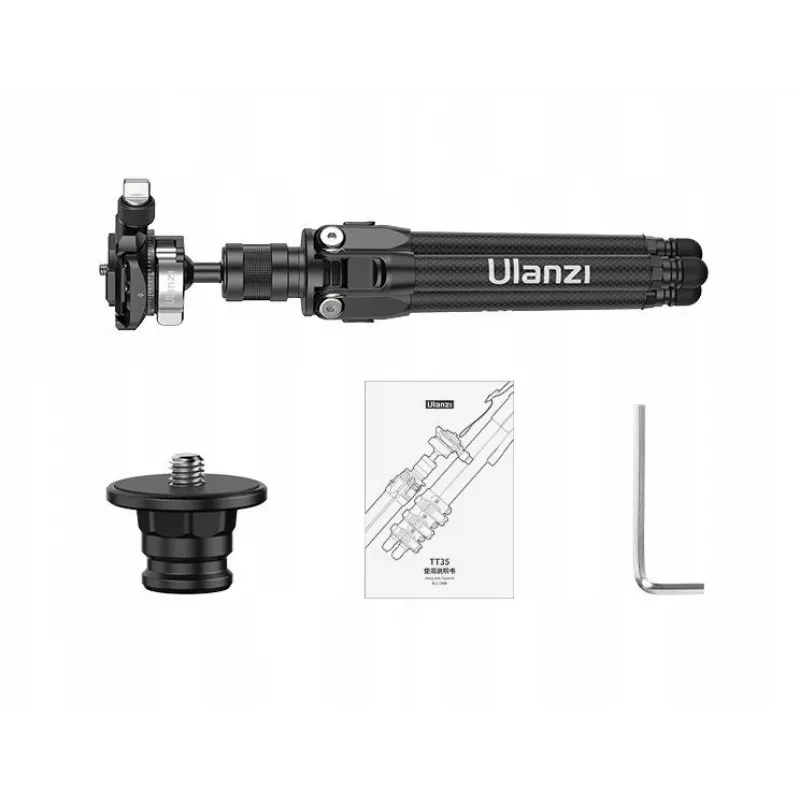 Mini trípode de fibra de carbono ULANZI TT35 28cm con rótula de bola, tornillo de 1/4 de pulgada, placa Arca-Swiss, para DSLR/sin espejo/cámara de acción/smartphone, Negro