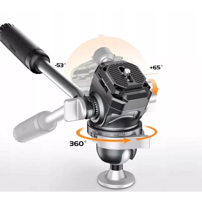 Cabezal fluido de vídeo panorámico ULANZI EH09 360°, Arca-Swiss, capacidad de carga 5kg, 1/4 pulgadas-20 y 3/8 pulgadas-16