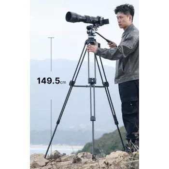 Sistema de trípode de vídeo profesional ULANZI T047 carga 25kg altura 149,5cm cazoleta de 75mm