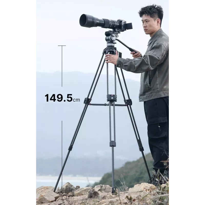 Sistema de trípode de vídeo profesional ULANZI T047 carga 25kg altura 149,5cm cazoleta de 75mm