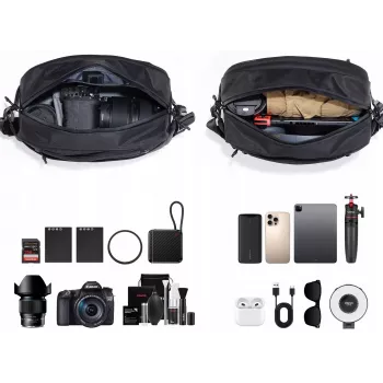 Bolsa bandolera de viaje Ulanzi PB038 V2 - Negro, 7L, resistente al agua