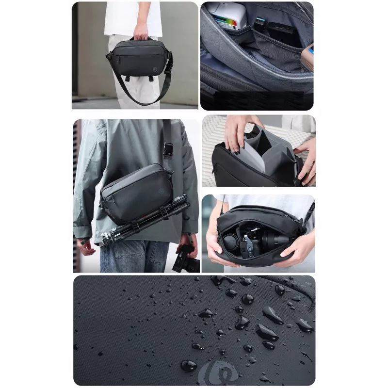 Bolsa bandolera de viaje Ulanzi PB038 V2 - Negro, 7L, resistente al agua