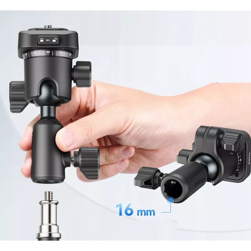 Adaptador de montura de liberación rápida ULANZI F38 con espiga de 16 mm y receptáculo de pasador de 12 mm, tornillo de 1/4 de pulgada-20, Negro