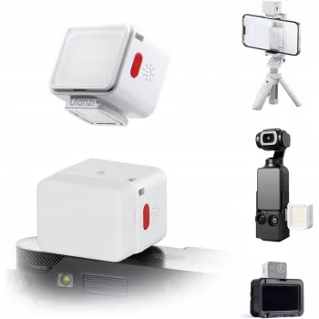 ULANZI DG01 Mini luz LED de vídeo con fijación magnética y adaptador de zapata en frío, 1W, 500mAh, Bi-Color 2700K-6500K, Blanco