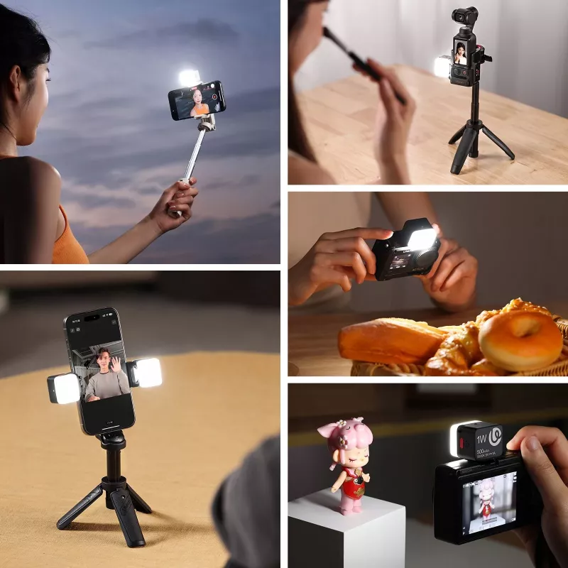 ULANZI DG01 Mini luz LED de vídeo con fijación magnética y adaptador de zapata en frío, 1W, 500mAh, Bi-Color 2700K-6500K, Blanco