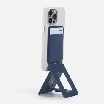 Cartera y soporte para teléfono magnéticos MagSafe Moft Movas Snap Tripod - Azul marino