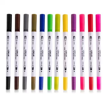 LOKLiK Dual Tip Brush Pens - 12 colores