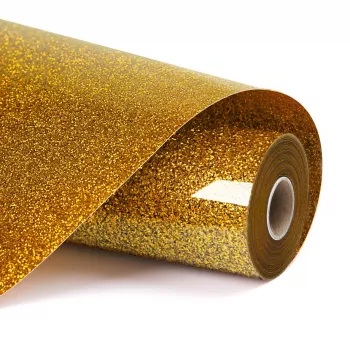 LOKLIK Vinilo de transferencia térmica con purpurina - Dorado - 30,5 x 90 cm (SG-HTV-1568-US-L-B2B)