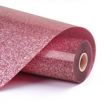 LOKLIK Vinilo de transferencia térmica con purpurina - Rosa - 30,5 x 90 cm