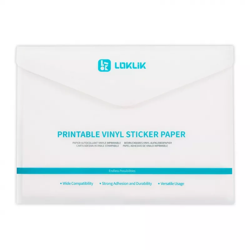 LOKLIK EUROPE Papel de vinilo imprimible para pegatinas mate A4 - pack de 20