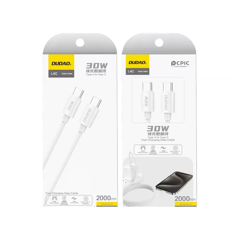 Dudao L4C cable USB-C a USB-C 2m blanco
