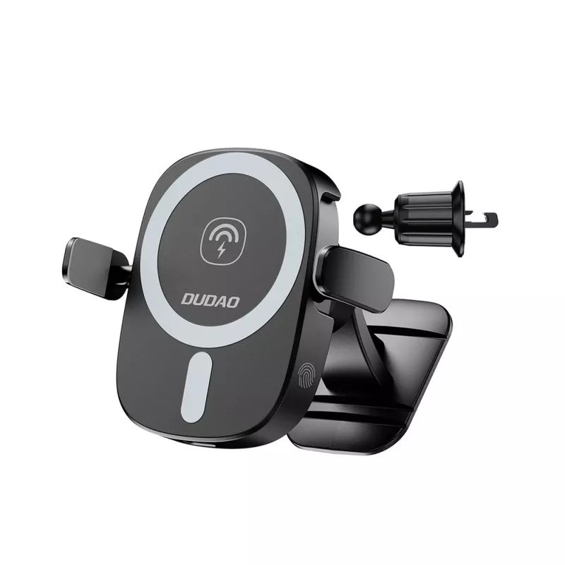 Dudao FW11 soporte para móvil para coche con cargador inalámbrico 15W rejilla/salpicadero - negro