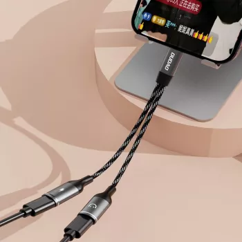 Dudao L13C+ adaptador 2 en 1 USB-C a USB-C con audio y carga