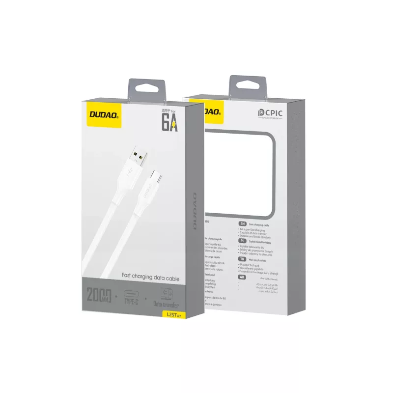 Dudao L2S cable de carga y datos USB-A a USB-C de 30W 2m blanco