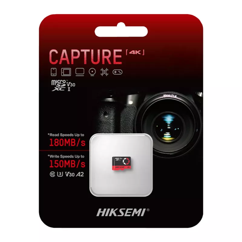 HIKSEMI M-SD Series Capture tarjeta de memoria microSDXC de 128GB TLC UHS-I U3 V30 A2 180MB/s lectura 150MB/s escritura