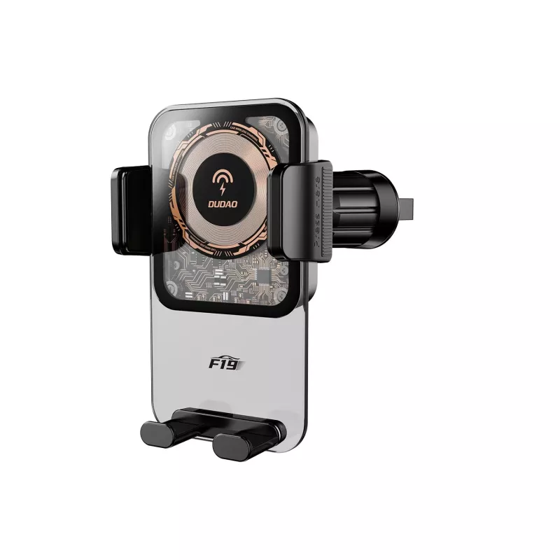 Soporte para móvil Dudao F19 para coche con cargador inalámbrico 15W - Negro
