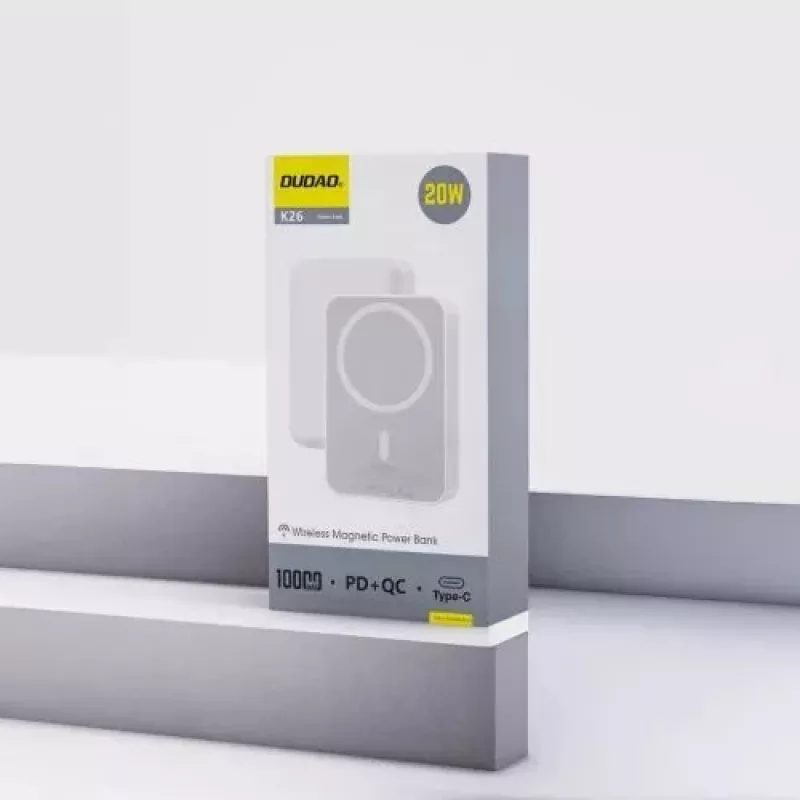 Batería externa Dudao K26 10000mAh 20W USB-A / USB-C / MagSafe Blanca