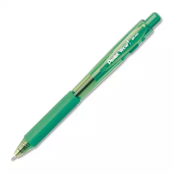 Pentel WOW! bolígrafo retráctil - tinta verde - punta media 1,0 mm - cuerpo transparente con detalles verdes