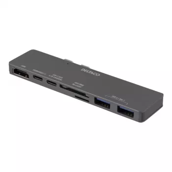 DELTACO USBC-1290 Thunderbolt 3 docking station - plata - 40 Gbit/s - 4K Ultra HD