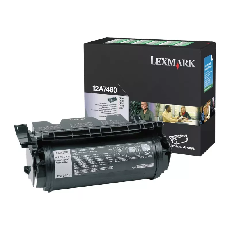 Cartucho de tóner Lexmark 12A7460 negro original de alto rendimiento para T630, T632, T634, X630, X632, X634