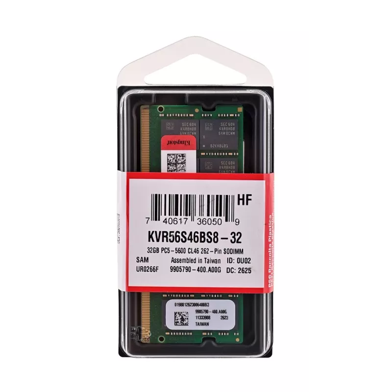 Kingston Technology KVR56S46BS8-32 32 GB DDR5 5600 MT/s SO-DIMM Módulo de memoria RAM