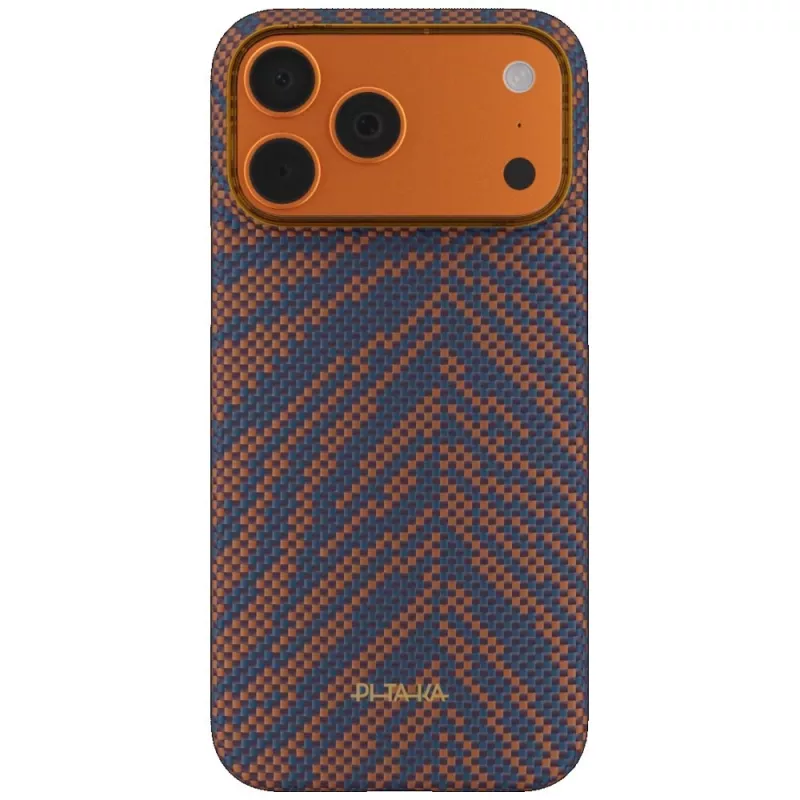 PITAKA Edge Case Breath of Veins para iPhone 17 Pro Max, fibra de aramida, naranja ardiente, compatible con MagSafe