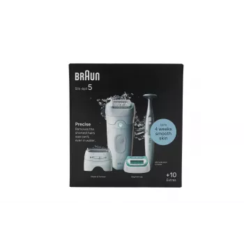 Braun Silk-épil 5 5-251 Set de depiladora Wet & Dry inalámbrica recargable blanco/rosa