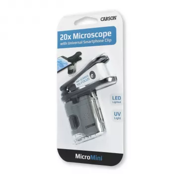 Carson MicroMini 20x Microscopio portátil de mano con iluminación LED - Negro