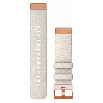 Correa de nailon para reloj Garmin QuickFit 20 mm para fenix 5S/5S Plus/6S/7S, Crema con hebilla oro rosa, 010-13102-09