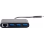 C2G hub USB-C con Ethernet - hub USB de 3 puertos - 3 x SuperSpeed USB 3.0 + 1 x USB-C + 1 x Gigabit Ethernet - sobremesa - negro