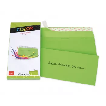 Sobre ELCO Color C5/6 (114 x 229 mm), sin ventana, autoadhesivo, 100 g/m², verde intenso, 25 uds. (74617.62)