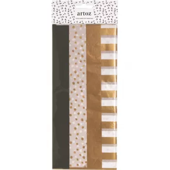 ARTOZ PAPIER Papel de seda Silk Assorted Stripes cobre/negro/blanco 50 x 70 cm (144500-77)
