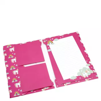 Artoz Papier 334001-03 Papel de cartas con sobres, Unicorn rosa (aprox. DIN A5), 80 g/m², 1 paquete