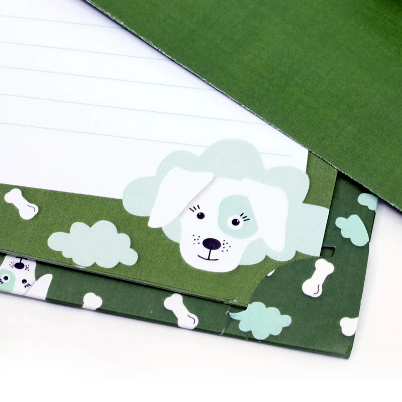 Artoz Papier Papel de cartas con sobres motivo perro verde oliva aprox. DIN A5 80 g/m² 1 paquete