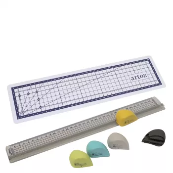 Artoz Papier set de reglas de corte 7 piezas 32,0 cm transparente