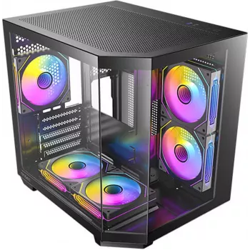Antec CX M2 ARGB B caja Micro-ATX Tower, negra, cristal templado, 5 ventiladores ARGB de 120mm